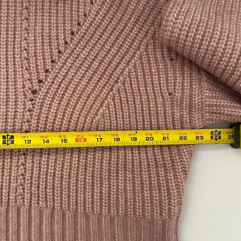 Varley Rogan Cropped Knit Sweater Womens Large Woodrose Pink Turtleneck NWT